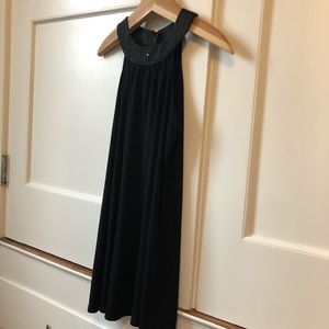 Jodi Kristopher Black Beaded Neck A-Line Dress, small